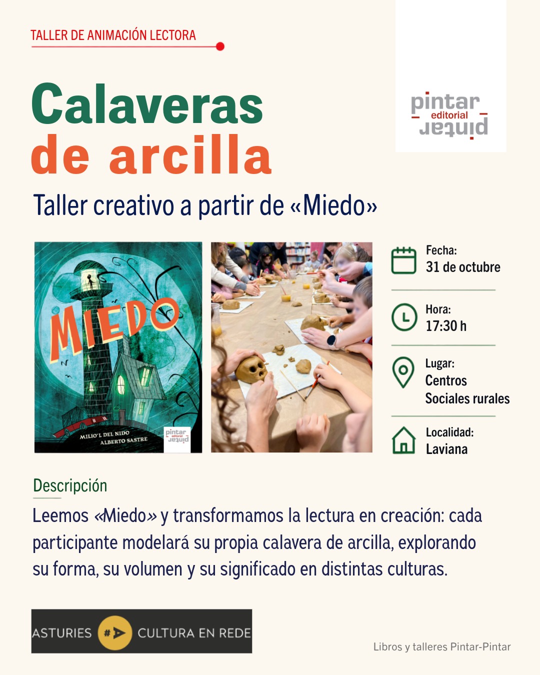 Cartel de calaveras de arcilla